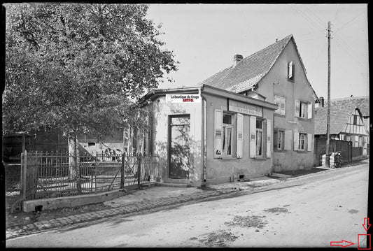 Pfettisheim, restaurant, Plaque verre photo, négatif noir & blanc 10x15 cm