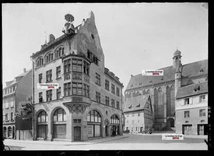 Colmar Centre-ville, France, photos plaque de verre, lot de 5 négatifs 13x18 cm