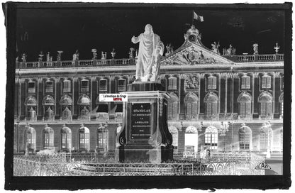 Plaque verre photo, négatif noir & blanc 9x14 cm, place Stanislas Nancy, France
