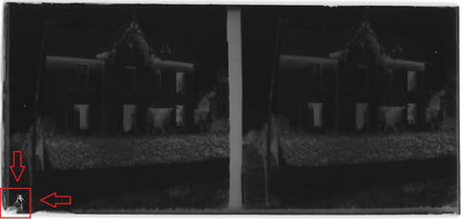 Perros-Guirec, maison, Plaque verre photo stéréo, négatif noir & blanc 6x13 cm
