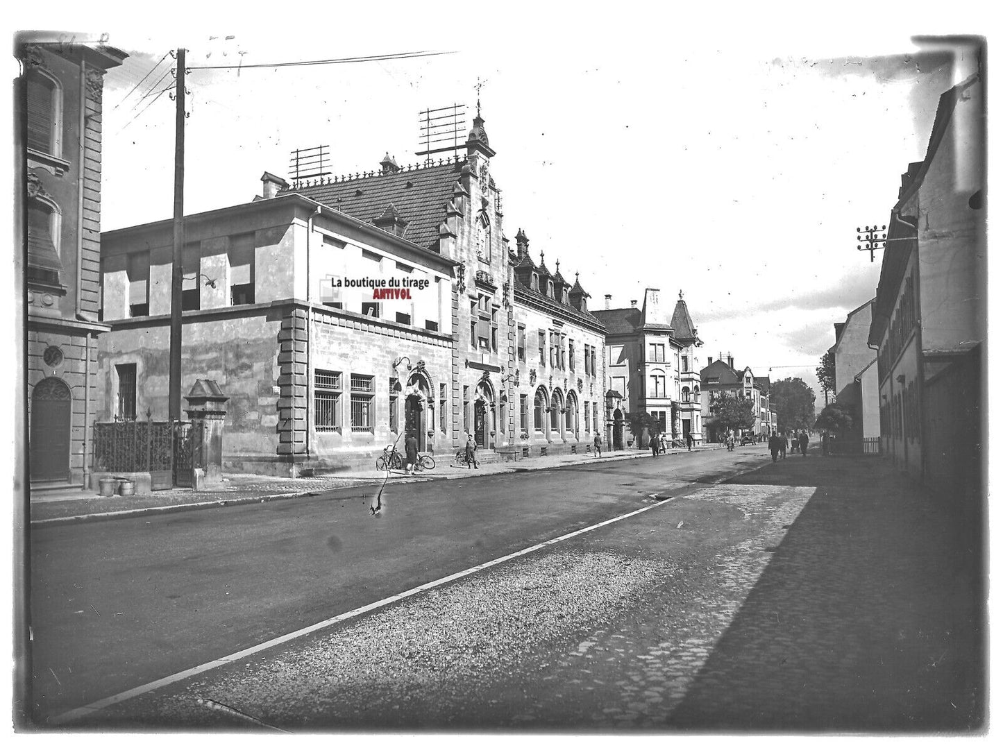 Plaque verre photo ancienne positif noir et blanc 13x18 cm HUNINGUE Saint-Louis 