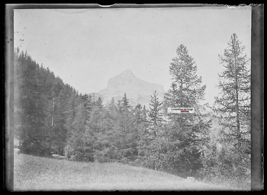 Plaque verre photo ancienne négatif noir et blanc 6x9 cm paysage Alpes montagne - La Boutique Du Tirage 