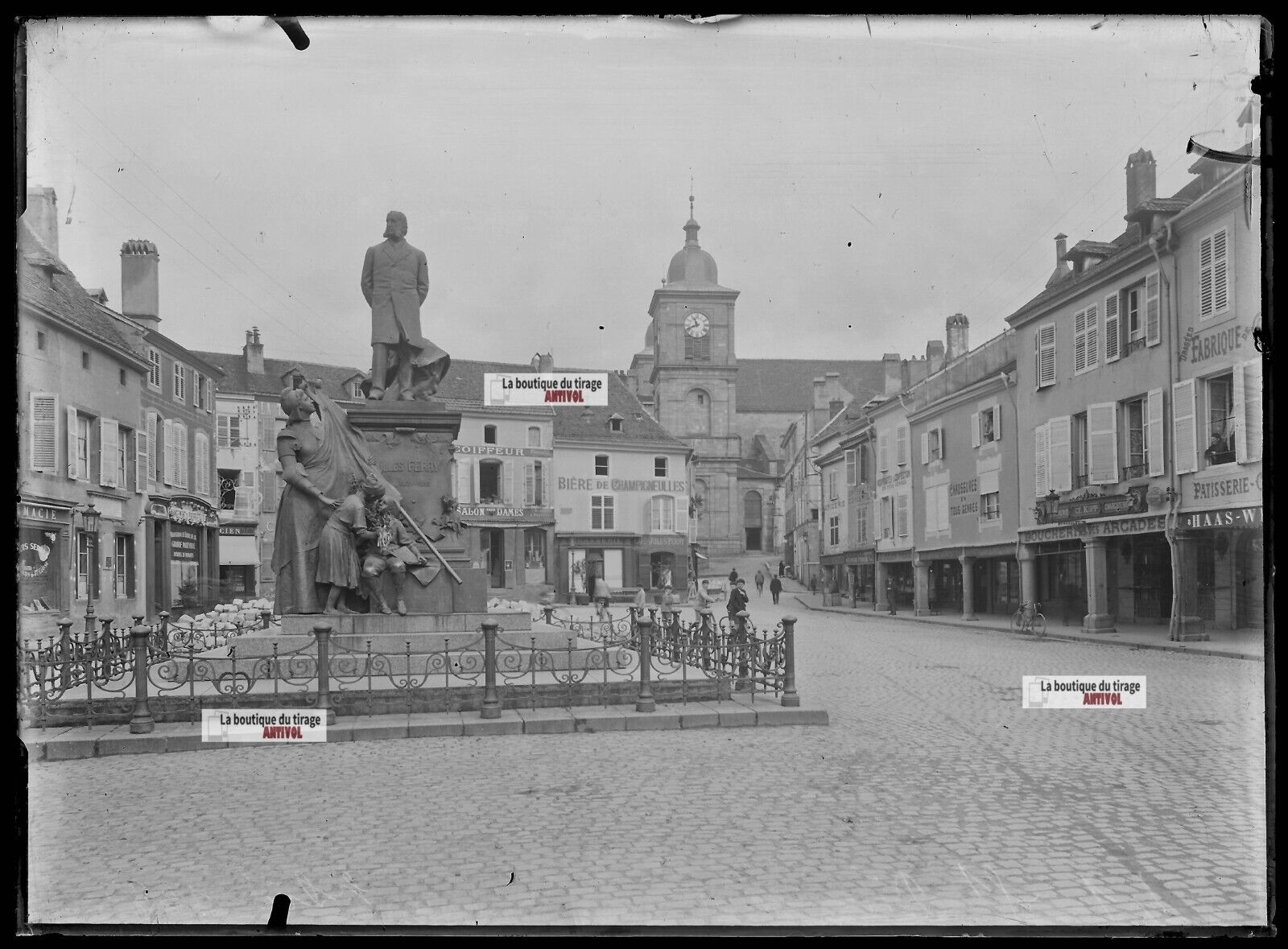 Plaque verre photo ancienne négatif noir et blanc 13x18 cm Saint-Dié-des-Vosges