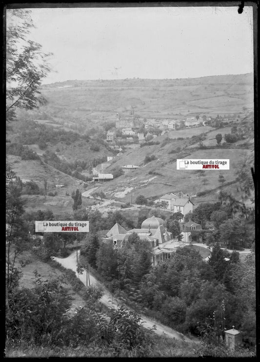 Plaque verre photo ancienne négatif noir et blanc 13x18 cm Saint-Nectaire Casino