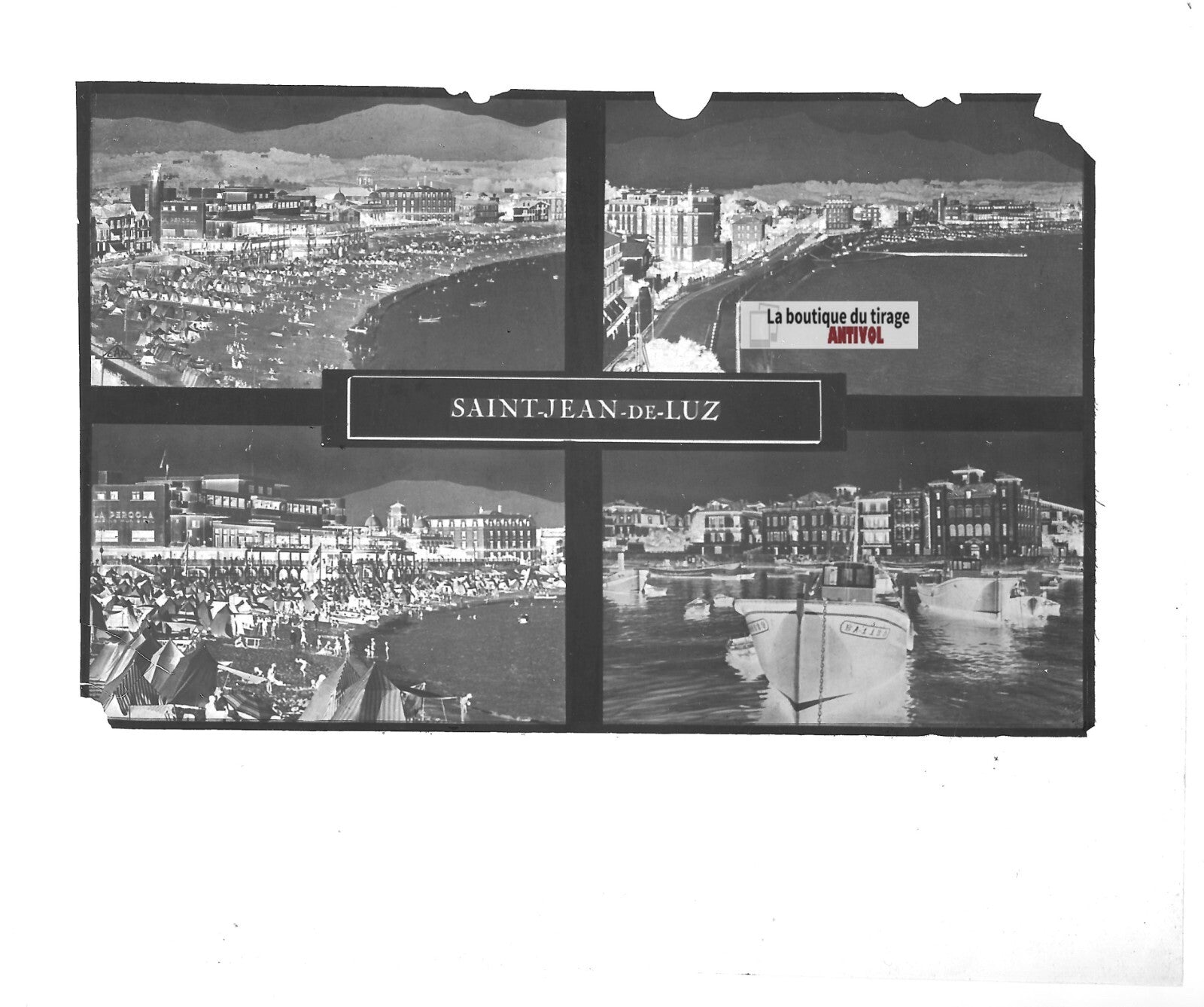 Plaque verre photo ancienne négatif noir et blanc 13x18 cm Saint Jean De Luz