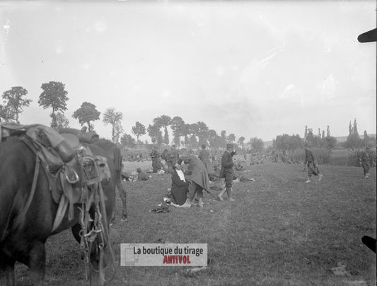 Manœuvres militaires, 1912, plaque verre, photo ancienne, négatif 9x12 cm