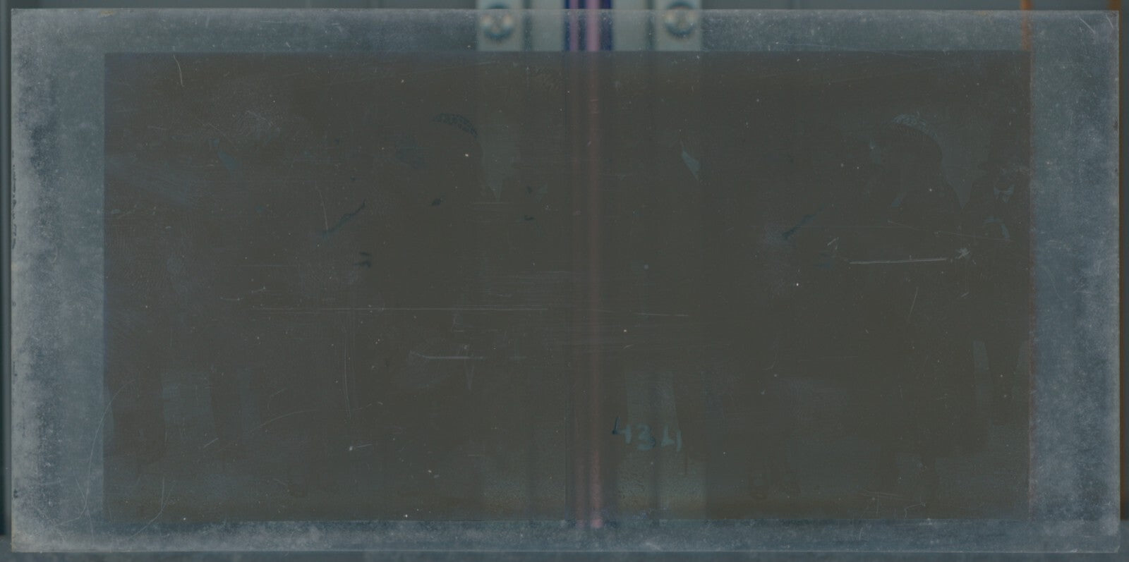 Scène de vie, Longchamp, Paris, plaque verre stéréoscopique, positif 8,5x17 cm