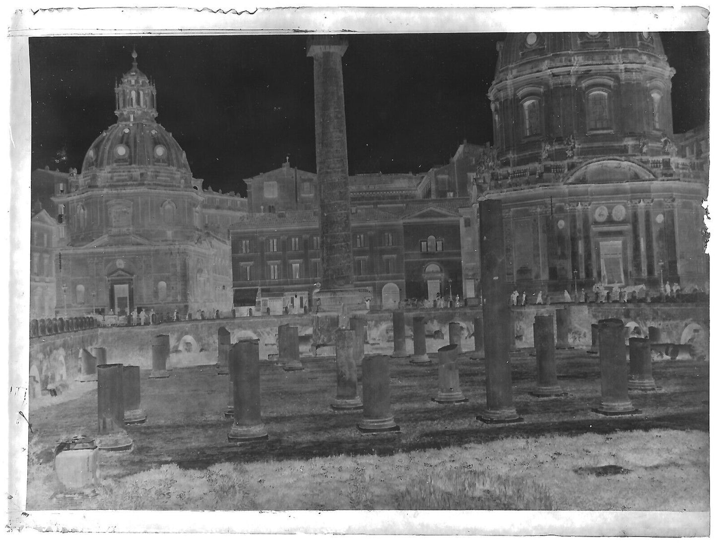 Plaque verre photo ancienne noir et blanc négatif 9x12 cm Rome Italie église 