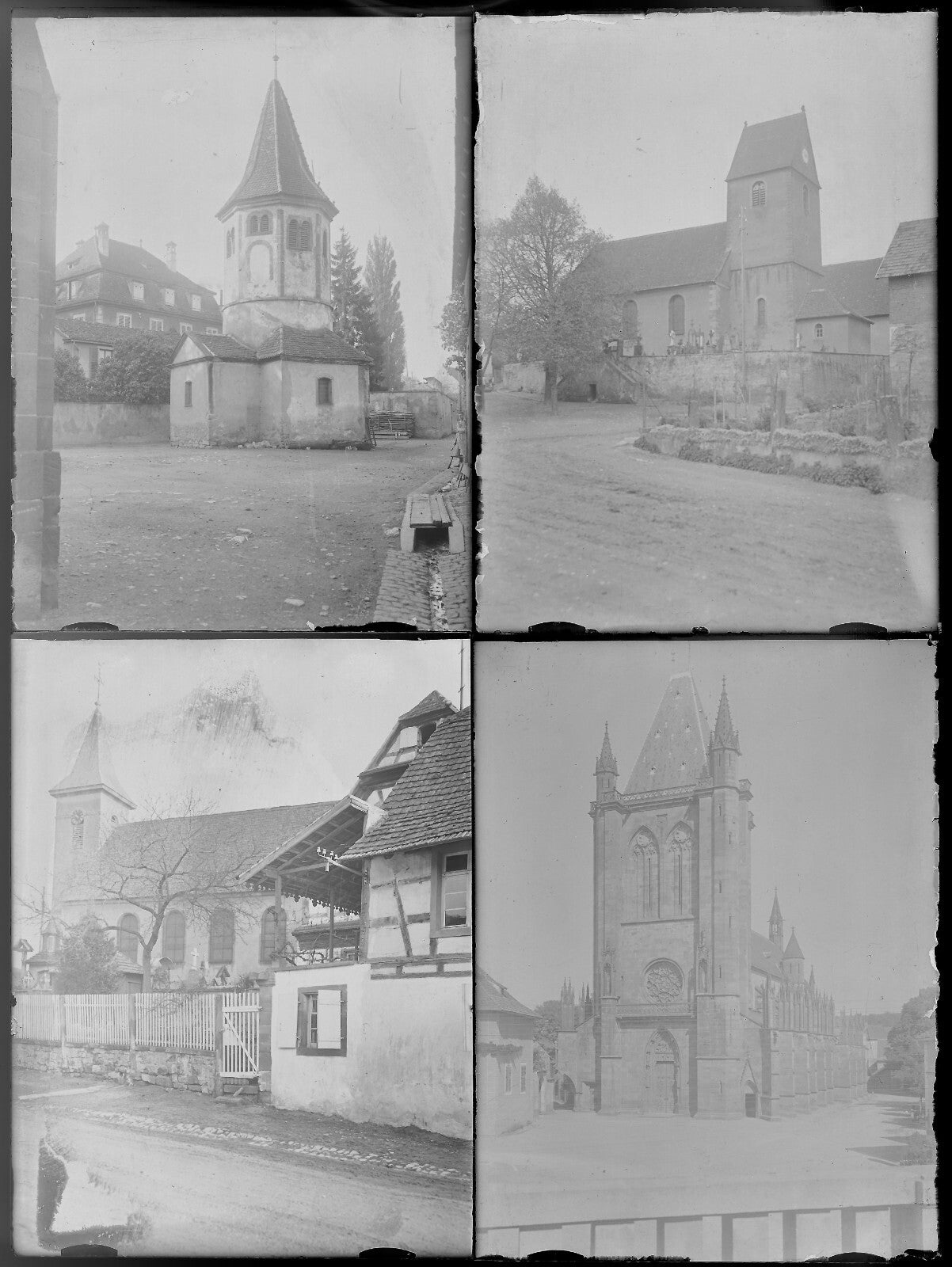 Alsace, France, architecture, boîte photo plaque verre, lot 12 négatifs 9x12 cm