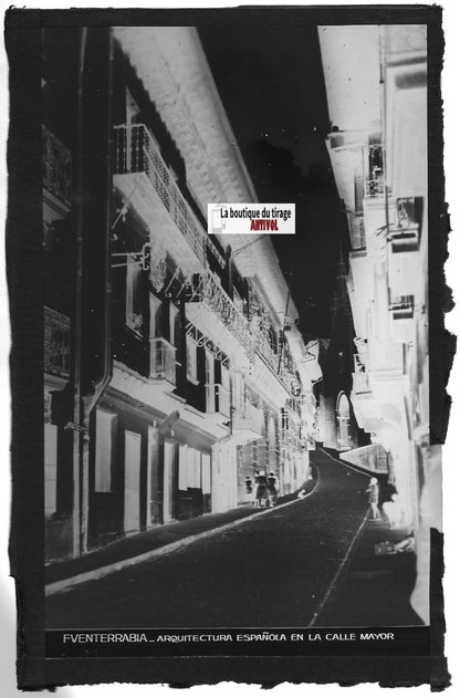 Plaque verre photo vintage négatif noir & blanc 9x14 cm Fuenterrabia 0914043