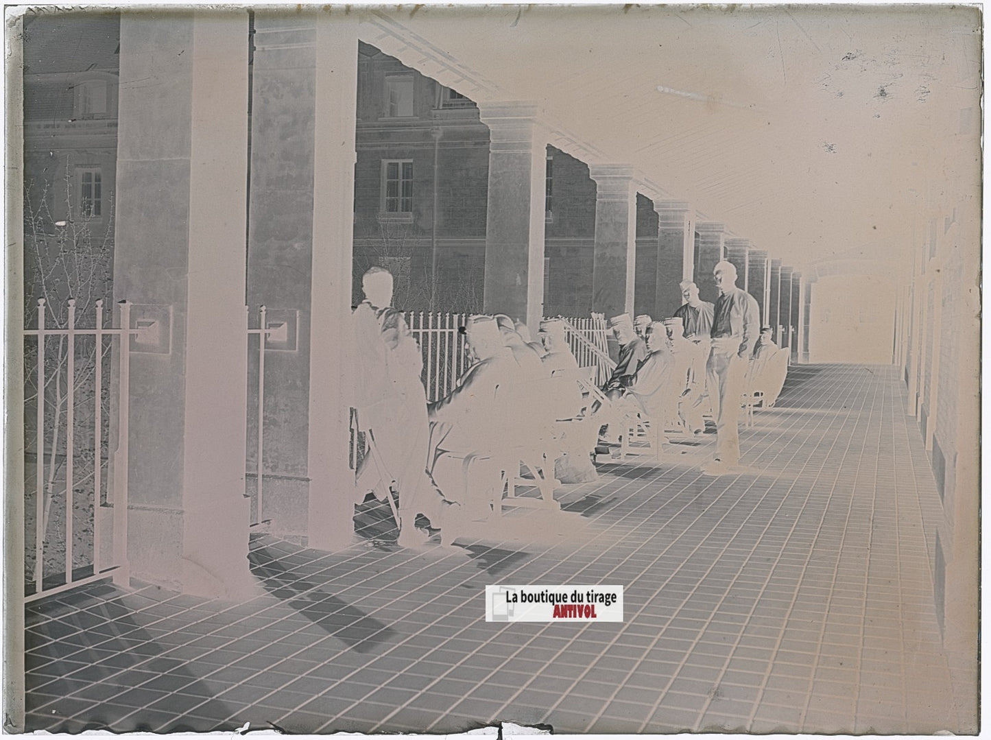 Soldats, hôpital militaire, plaque verre, photo ancienne, négatif N&B 9x12 cm