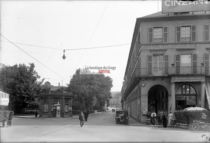 Mulhouse, voiture, tramway, photos plaque de verre, lot de 5 négatifs 10x15 cm
