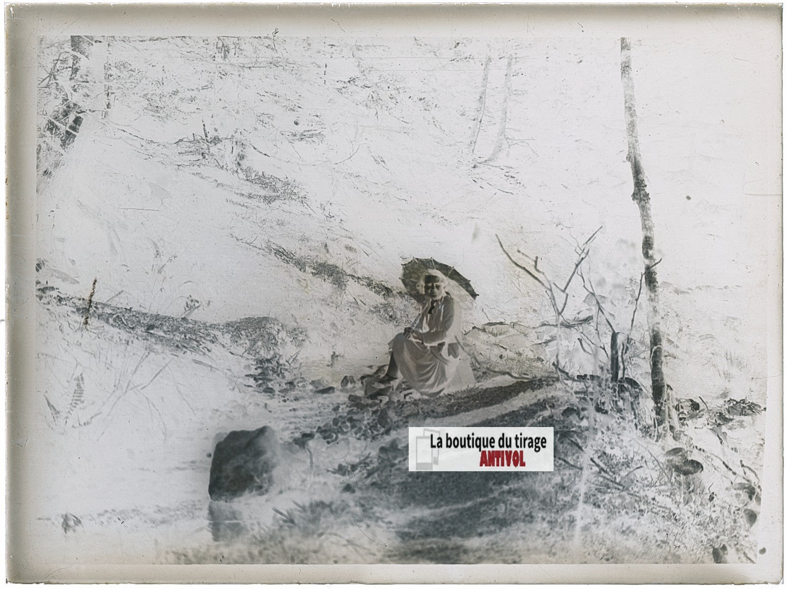 Femme, personnage, photo ancienne plaque verre, négatif noir & blanc, 9x12 cm