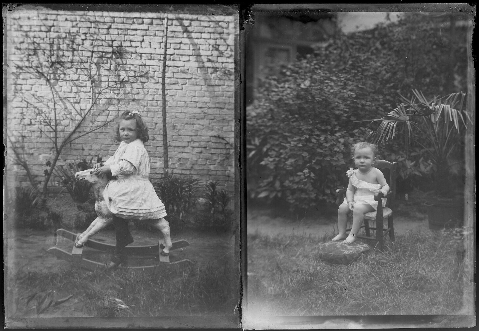 Belgique, enfants, campagne, photo plaque de verre, lot de 10 négatifs 13x18 cm