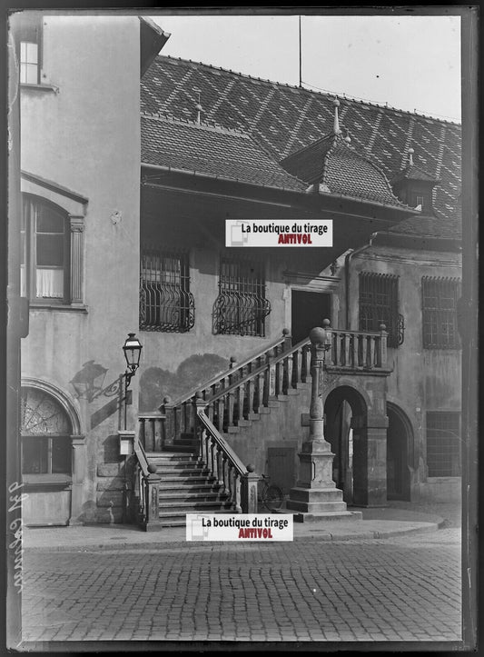 Plaque verre photo ancienne négatif noir et blanc 13x18 cm Colmar collection 