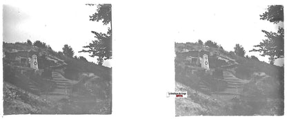 WW1, guerre, Somme, Plaque verre stéréo positif ancien noir & blanc 4,5x10,7 cm