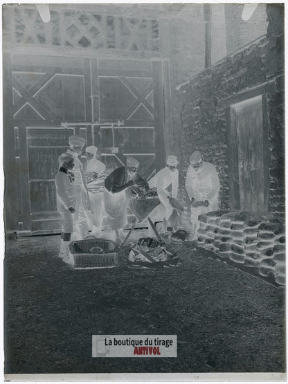 Mailly, camp la Grand'Halte, plaque verre, photo ancienne, négatif 9x12 cm