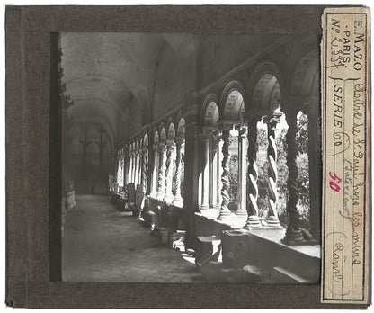 Cloître Saint-Paul, Rome, Italie, photo plaque de verre, positif 8,5x10 cm
