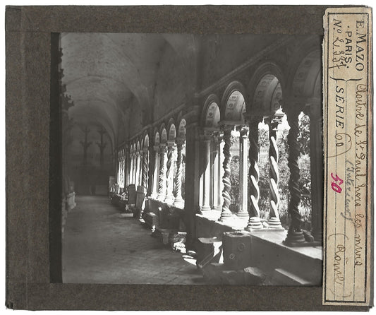 Cloître Saint-Paul, Rome, Italie, photo plaque de verre, positif 8,5x10 cm