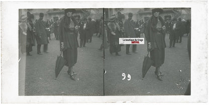 Hippodrome de Longchamp, Paris, stéréoscopie plaque verre, positif 8,5x17 cm