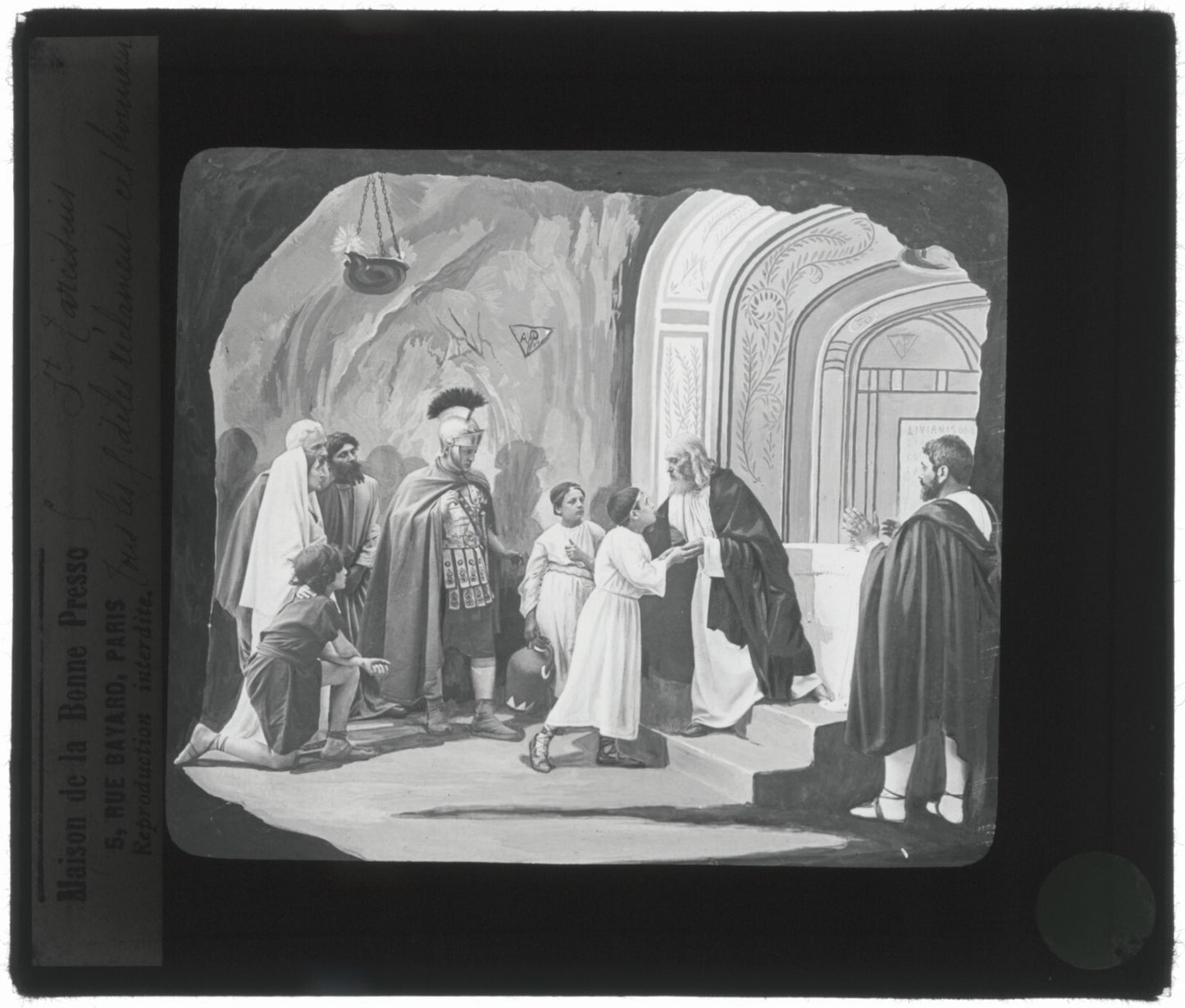 Tarcisius de Rome, Italie, dessin, photo plaque de verre, positif 8,5x10 cm