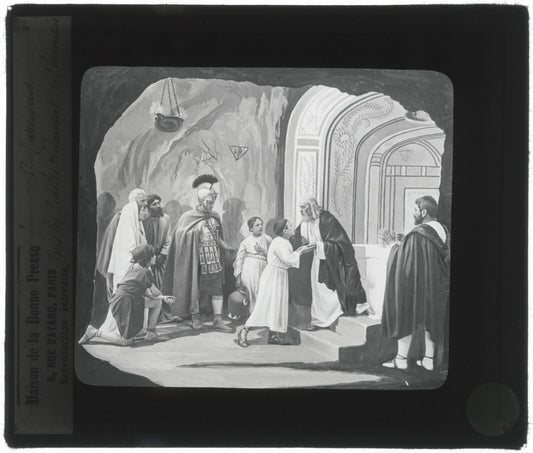 Tarcisius de Rome, Italie, dessin, photo plaque de verre, positif 8,5x10 cm