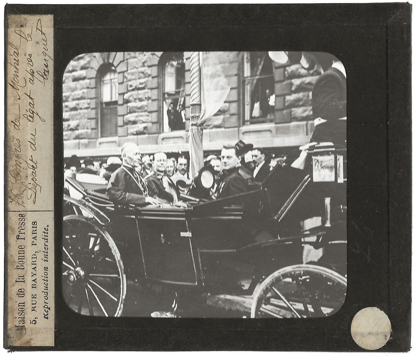 Départ du légat, Montréal Canada, photo ancienne plaque verre, positif 8,5x10 cm