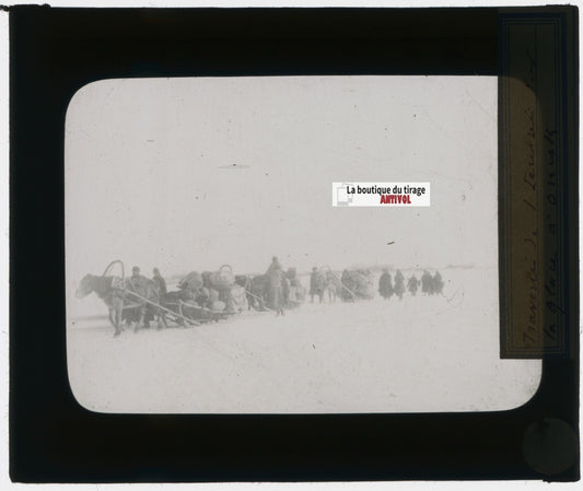 Omsk, peuple Russie, photo plaque verre, noir & blanc, positif 8,5x10 cm