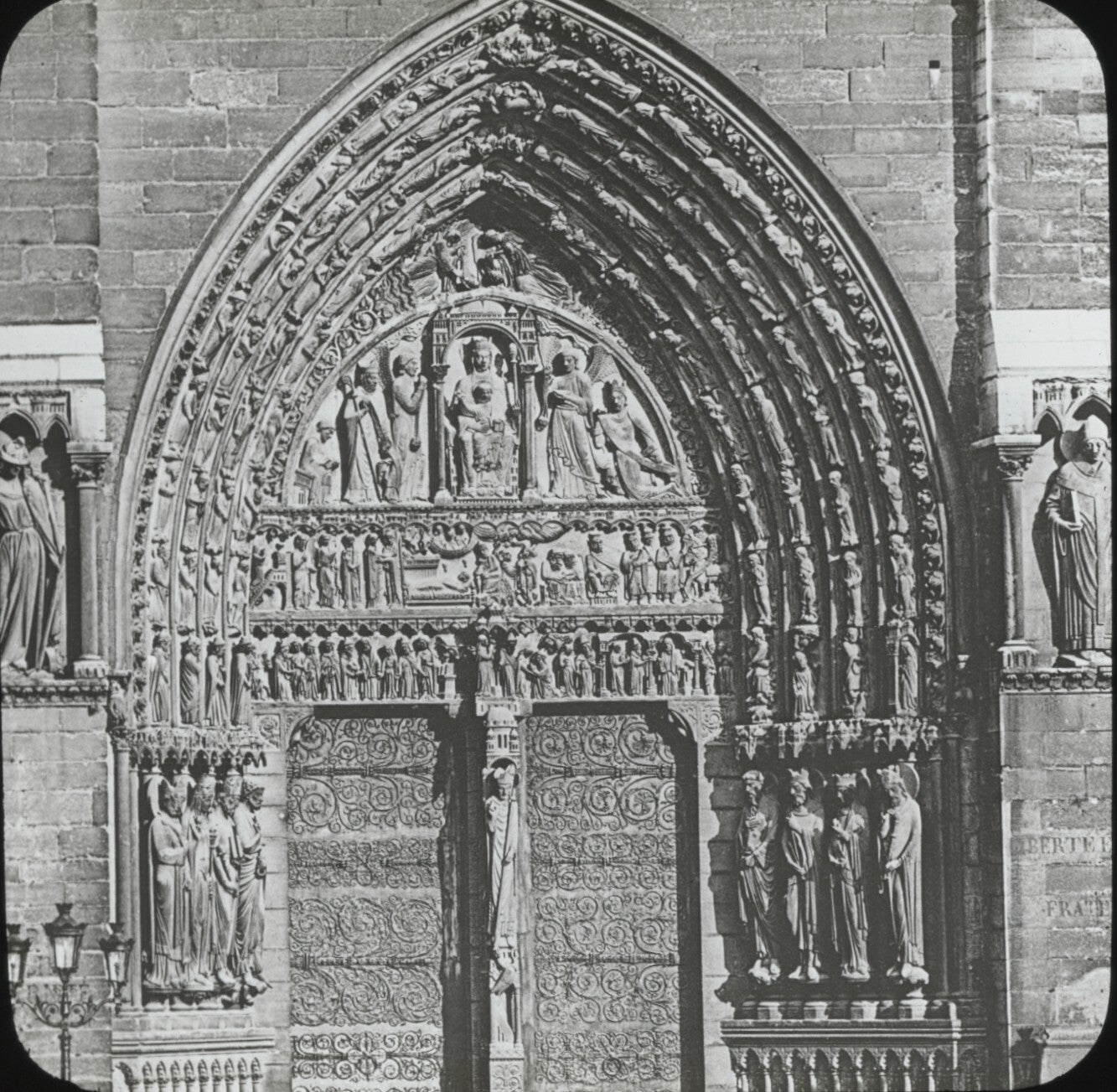 Cathédrale Notre-Dame de Paris, photo ancienne plaque verre, positif 8,5x10 cm