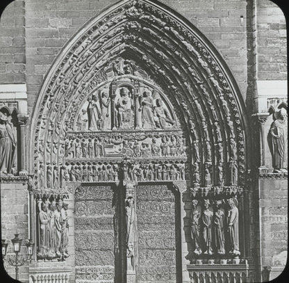 Cathédrale Notre-Dame de Paris, photo ancienne plaque verre, positif 8,5x10 cm