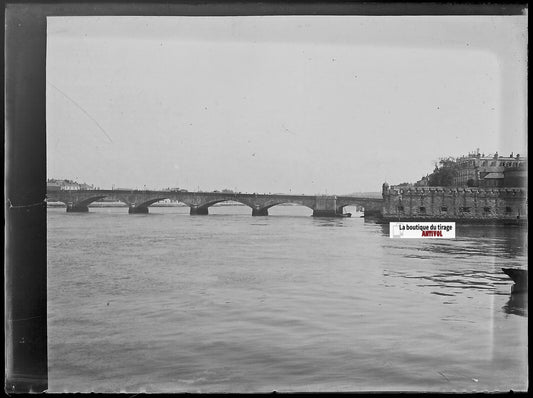 Bayonne, pont Saint-Esprit, Plaque verre photo, négatif noir & blanc 9x12 cm