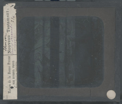 Scène religieuse, dessin, plaque de verre, noir & blanc, positif 8,5x10 cm