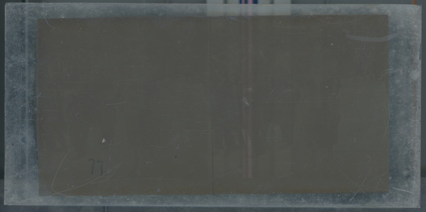 Personnages, Longchamp, Paris, plaque verre stéréoscopique, positif 8,5x17 cm