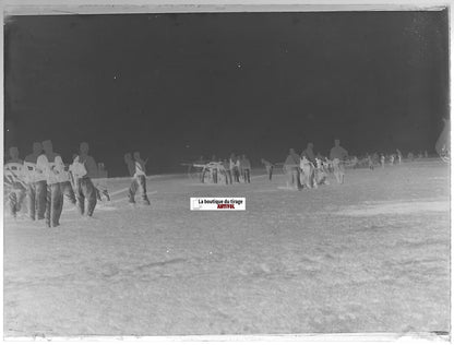 Camp militaire Meucon, Plaque verre photo ancienne, négatif noir & blanc 9x12 cm