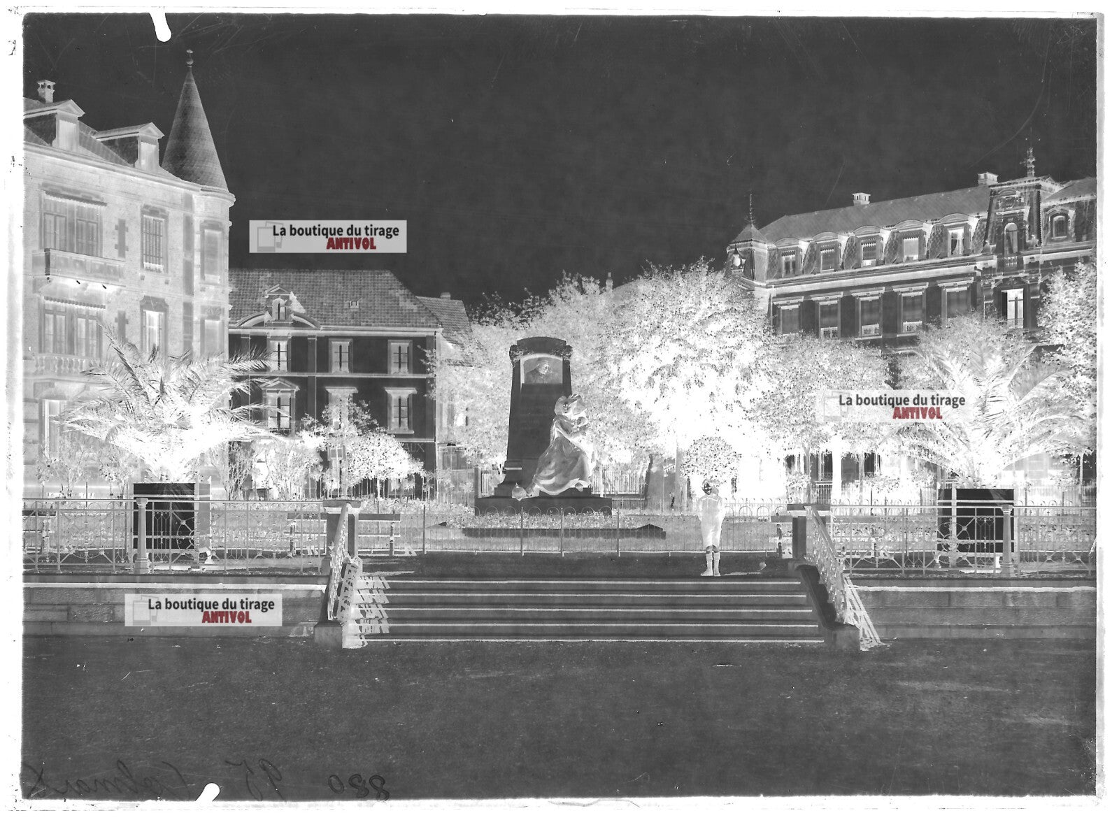 Plaque verre photo ancienne négatif noir et blanc 13x18 cm architecture Colmar 