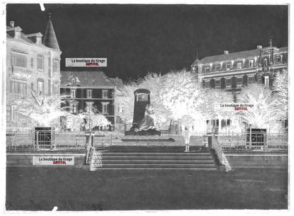 Plaque verre photo ancienne négatif noir et blanc 13x18 cm architecture Colmar 