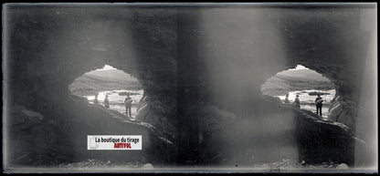 Algérie, mer, plaque verre, photo stéréoscopie, négatif noir & blanc 6x13 cm