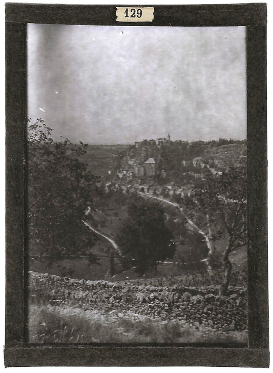 Plaque verre photo ancienne positif noir et blanc 6x9 cm Rocamadour collection