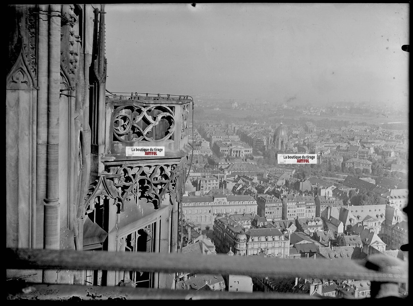 Plaque verre photo ancienne négatif noir et blanc 13x18 cm Strasbourg France