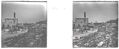 Guerre, Sermaize, Plaque verre photo stéréo, positif noir & blanc 4,5x10,7 cm