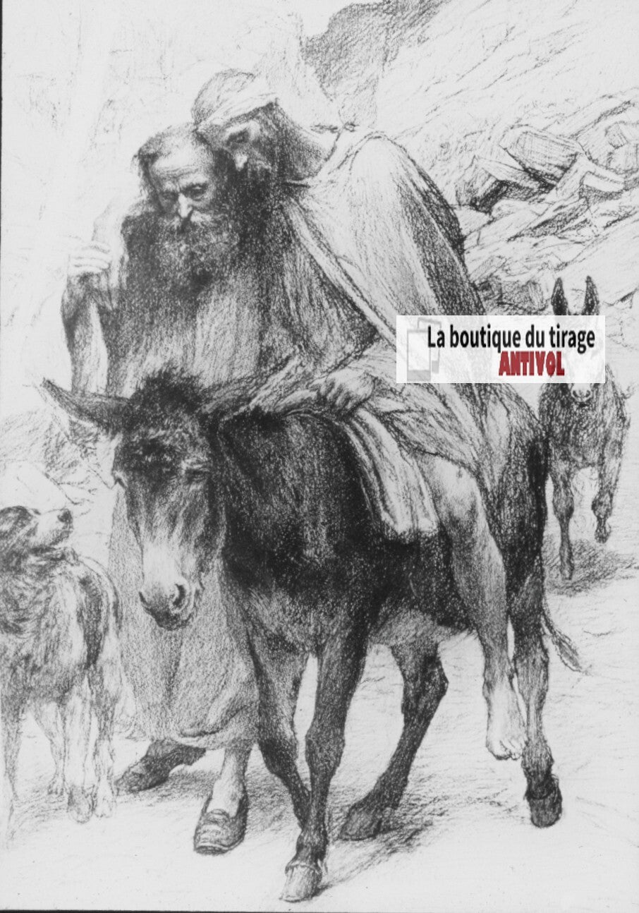 Luc, scène religieuse, dessin peinture plaque de verre, positif 8,5x10 cm