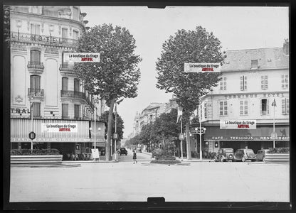 Plaque verre photo ancienne négatif noir et blanc 13x18 cm Vichy hôtel Terminus