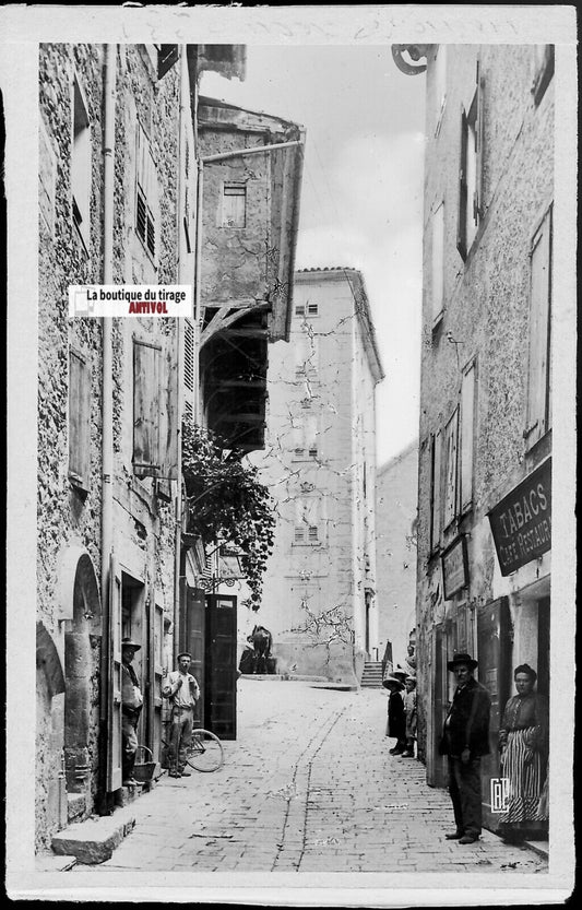 Plaque verre photo, négatif noir & blanc 9x14 cm, Puget-Théniers, Tabac