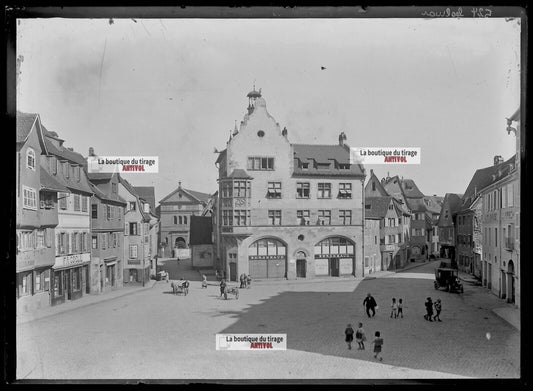 Plaque verre photo ancienne négatif noir et blanc 13x18 cm Colmar Haut-Rhin