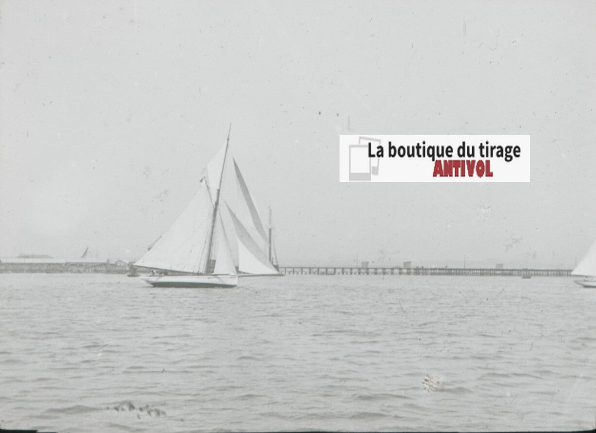 Yokohama, Japon, bateaux, photo plaque verre, noir & blanc, positif 8,5x10 cm