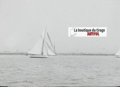 Yokohama, Japon, bateaux, photo plaque verre, noir & blanc, positif 8,5x10 cm