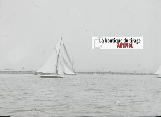 Yokohama, Japon, bateaux, photo plaque verre, noir & blanc, positif 8,5x10 cm