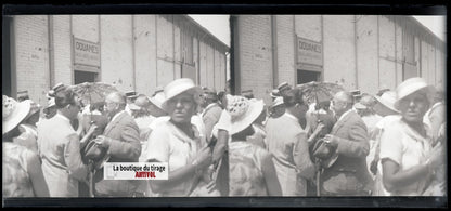 Algérie, douanes, plaque verre, photo stéréo, négatif noir & blanc 6x13 cm