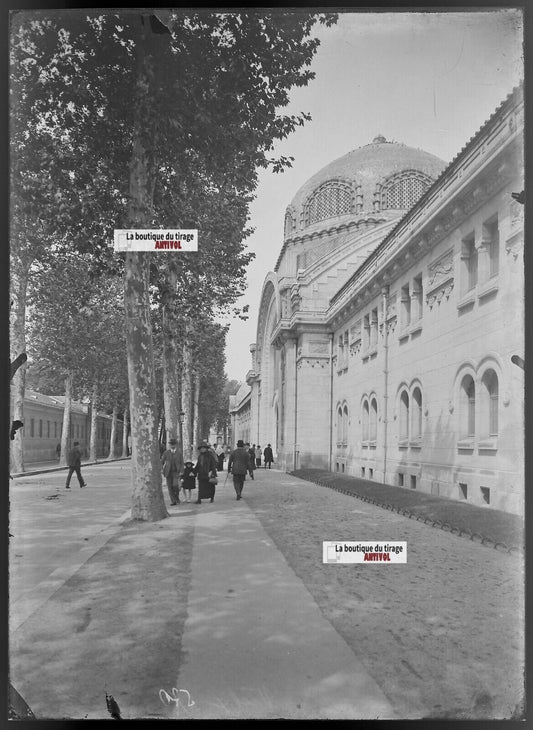 Plaque verre photo ancienne négatif noir et blanc 13x18 cm Vichy therme eau