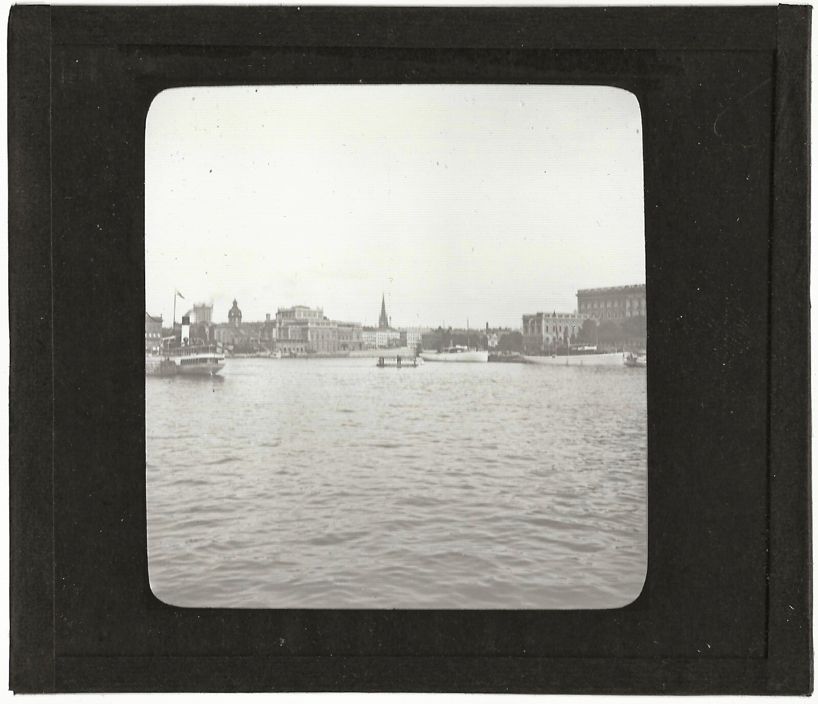 Stockholm, Suède, bateaux, photo ancienne plaque verre, positif 8,5x10 cm